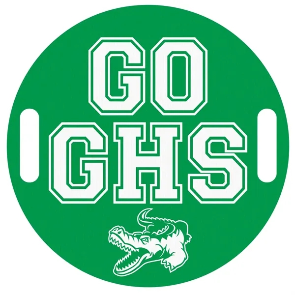 Die cut hand held sign, weather resistant, cut from corrugated vinyl... from ASI 77280 Pepco Poms / Pepco Poms