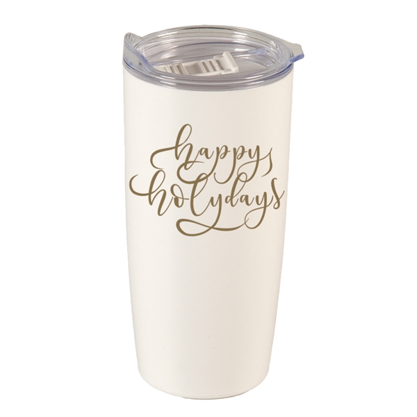 22 ounce Double Wall Tumbler in white with a textured matte... from ASI 77280 Pepco Poms