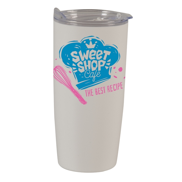 22 ounce Double Wall Tumbler in white with a textured matte... from ASI 77280 Pepco Poms