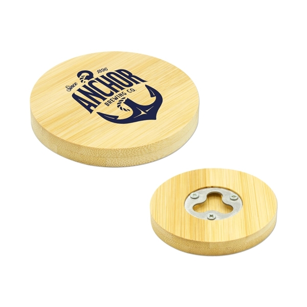 Eco-friendly bamboo coaster with a built-in bottle opener.... from ASI 98360 WOWLine / WOWLine®