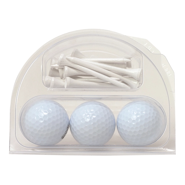 Clamshell container with three TaylorMade Distance Plus golf ball and approximately... from ASI 38120 Ball Pro / Diversified Quality Kitchenware