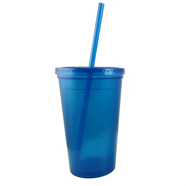 16 ounce translucent double wall insulated tumbler with straw and lid... from ASI 57956 Graphco line