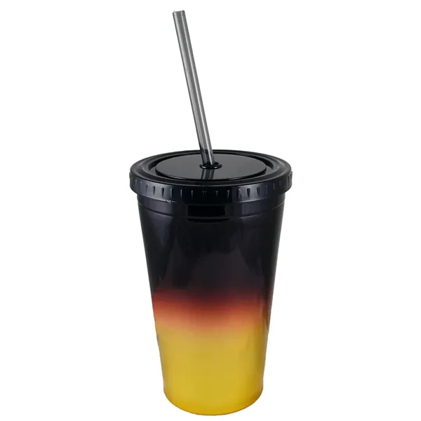 16 ounce double wall acrylic tumbler with metallic design, straw and... from ASI 57956 Graphco line