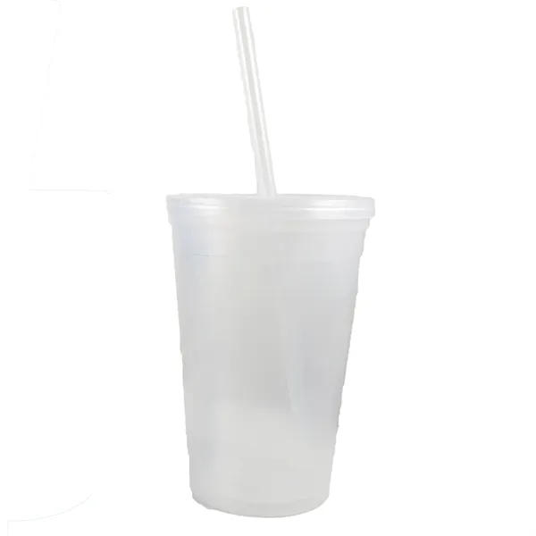 16 ounce translucent double wall insulated tumbler with straw and lid... from ASI 57956 Graphco line