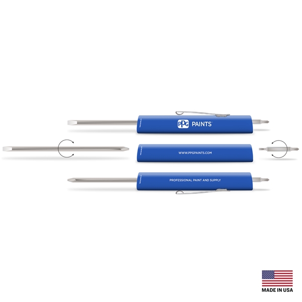 3 Sided Pocket Screwdriver with #0 Phillips/Slotted Reversible Blade, #00 Phillips/2MM... from ASI 34040 Alexander Mfg Co