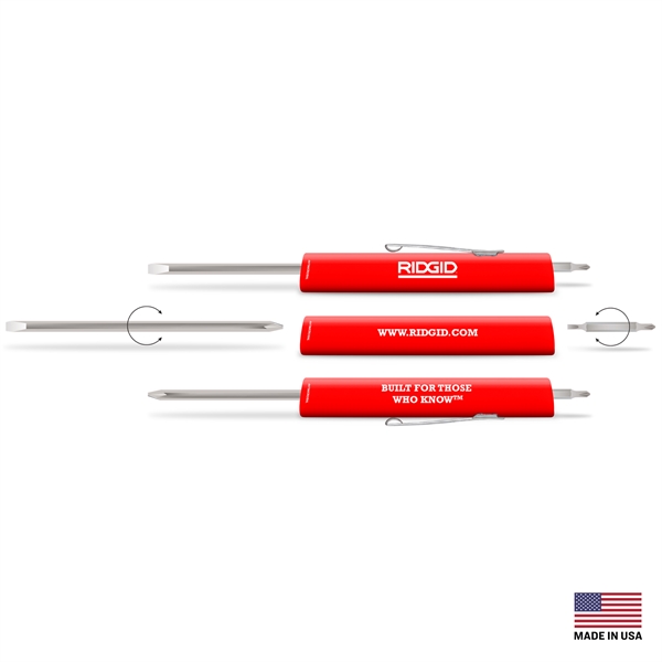 3 Sided Pocket Screwdriver with #0 Phillips/Slotted Reversible Blade, #00 Phillips/2MM... from ASI 34040 Alexander Mfg Co