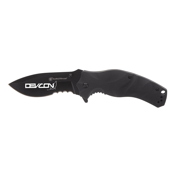 4.5" handle. 3.5" Stainless-steel blade. Partially serrated drop point blade that... from ASI 46170 Compass Industries Inc