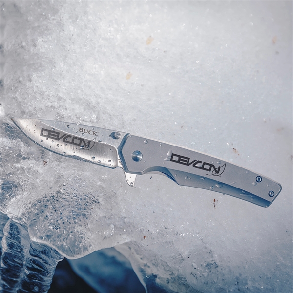 A streamlined, framelock folding knife from Buck Knives. 4.2" elegant stainless-steel... from ASI 46170 Compass Industries Inc