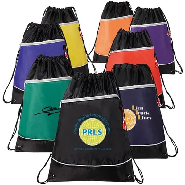 Activity drawstring backpack with zippered front pocket and earphone outlet.... from ASI 37455 Atteff International Inc