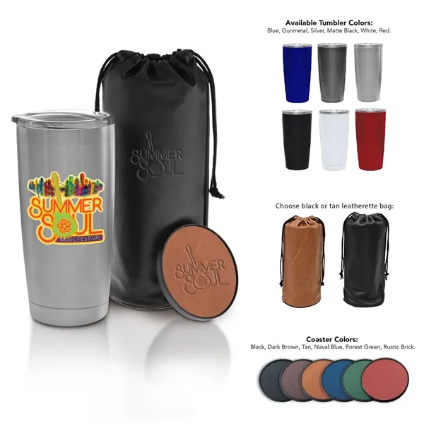 Gift set with a 20 oz. insulated tumbler and coaster.... from ASI 71920 Moderne Glass Company Inc / MB Works Premium Line