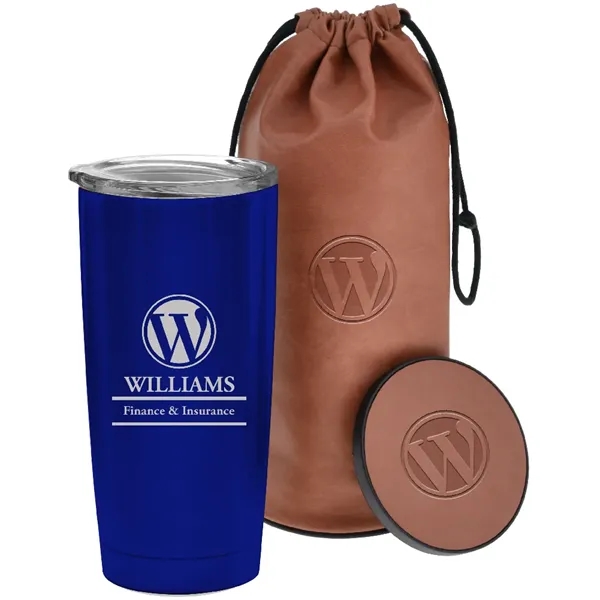 Gift set with a 20 oz. insulated tumbler and coaster.... from ASI 71920 Moderne Glass Company Inc / MB Works Premium Line