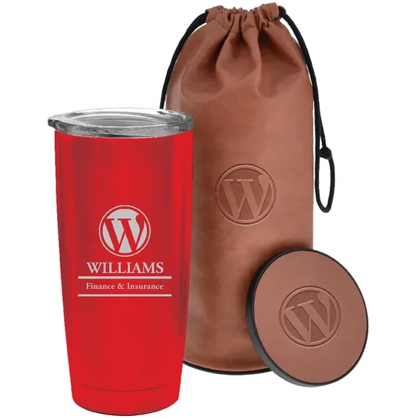 Gift set with a 20 oz. insulated tumbler and coaster.... from ASI 71920 Moderne Glass Company Inc / MB Works Premium Line