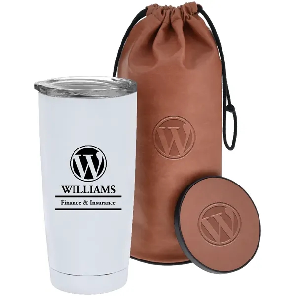 Gift set with a 20 oz. insulated tumbler and coaster.... from ASI 71920 Moderne Glass Company Inc / MB Works Premium Line