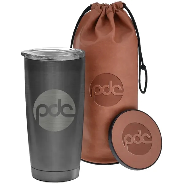 Gift set with a debossed bag, coaster and 20 oz. tumbler.... from ASI 71920 Moderne Glass Company Inc / MB Works Premium Line