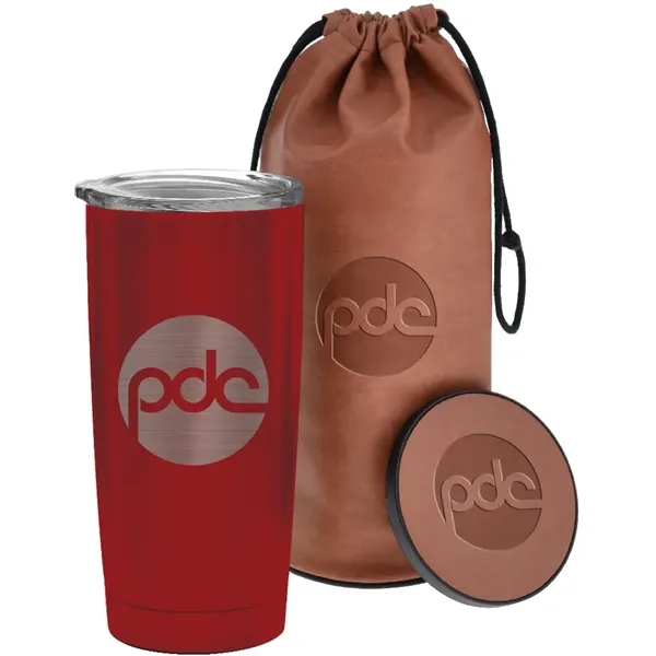 Gift set with a debossed bag, coaster and 20 oz. tumbler.... from ASI 71920 Moderne Glass Company Inc / MB Works Premium Line