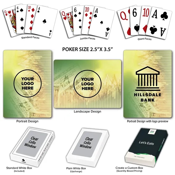 Playing cards with a financial themed background.... from ASI 56080 Playing Cards On Demand