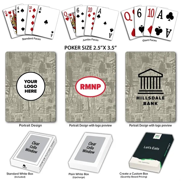 Playing cards with a newspaper themed background.... from ASI 56080 Playing Cards On Demand