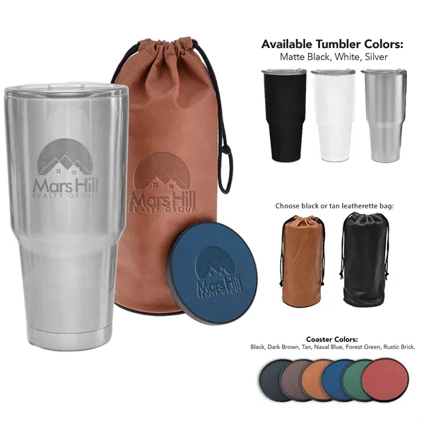 Continuum gift set with 30-ounce insulated stainless steel tumbler and drink... from ASI 71920 Moderne Glass Company Inc / Glass America® MB Works Premium Line