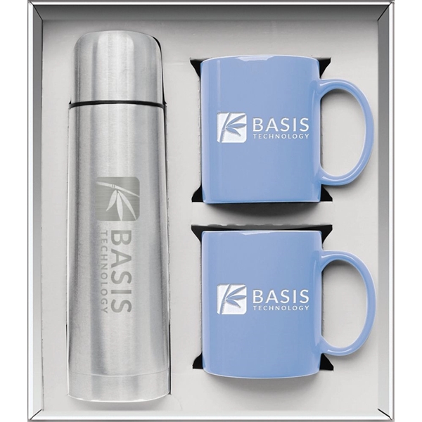 Gift set with a 1/2 liter stainless steel vacuum-insulated beverage carrier... from ASI 71920 Moderne Glass Company Inc / Glass America®