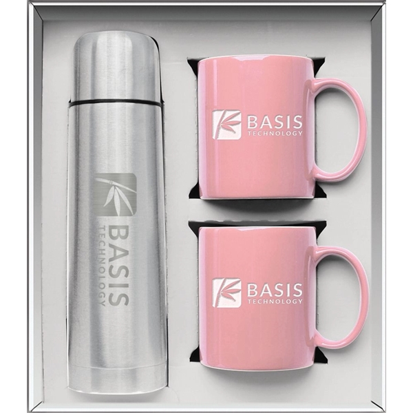 Gift set with a 1/2 liter stainless steel vacuum-insulated beverage carrier... from ASI 71920 Moderne Glass Company Inc / Glass America®