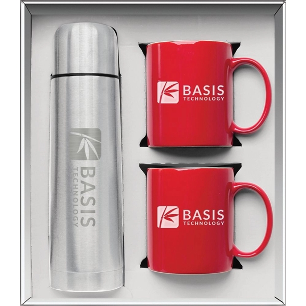 Gift set with a 1/2 liter stainless steel vacuum-insulated beverage carrier... from ASI 71920 Moderne Glass Company Inc / Glass America®