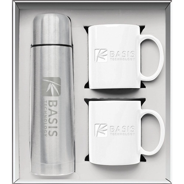 Gift set with a 1/2 liter stainless steel vacuum-insulated beverage carrier... from ASI 71920 Moderne Glass Company Inc / Glass America®