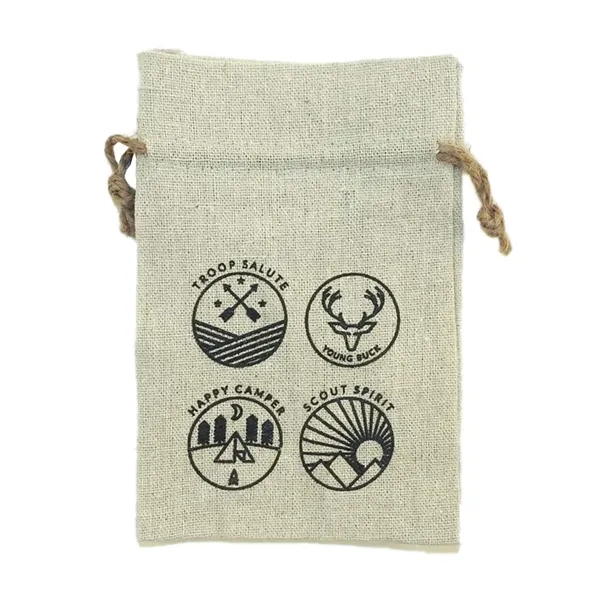 Rough natural cotton drawstring bag with hemp cord and multiple sizes.... from ASI 41630 Brave USA / Brave USA