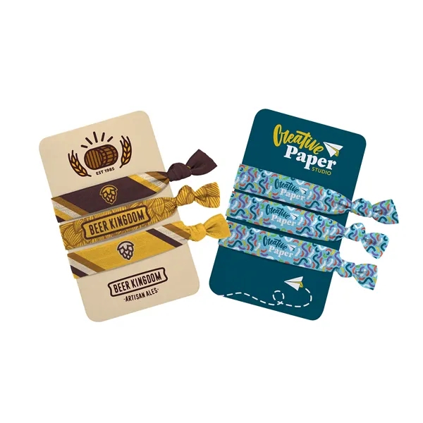 Full color set of 3 hair ties with a retail-style packaging... from ASI 45657 Pop! Promos