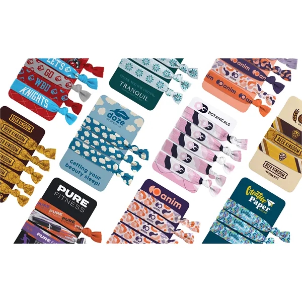 Full color set of 3 hair ties with a retail-style packaging... from ASI 45657 Pop! Promos