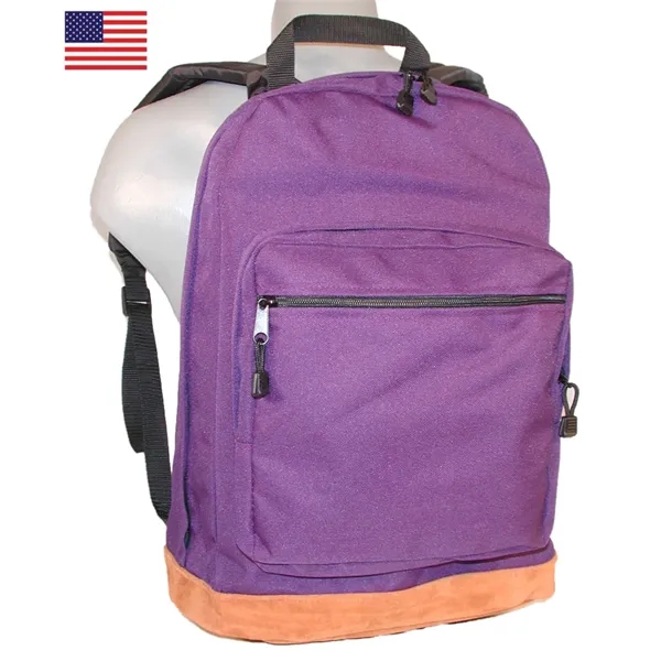 Bomber Suede Bottom Backpack with main zipper compartment and gusseted front... from ASI 41630 Brave USA / Brave USA