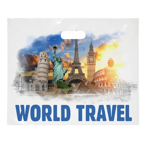 Digital Full-Color Die Cut Handle Plastic Bag with generous imprint area... from ASI 37940 Bag Makers Inc