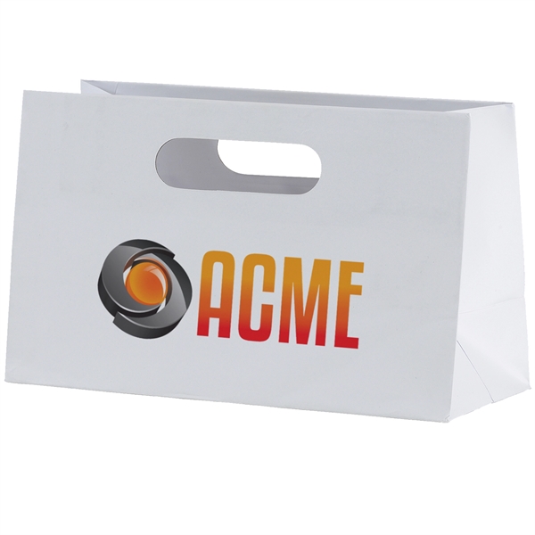 Heavyweight matte-laminated bag with fold-over die cut handles.... from ASI 37940 Bag Makers Inc