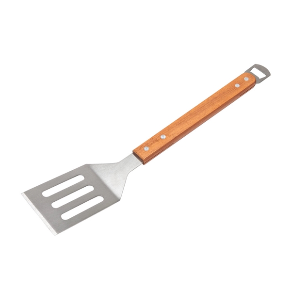 The Deckle BBQ Flipper features food grade stainless steel, a wood... from ASI 84592 St Regis Group