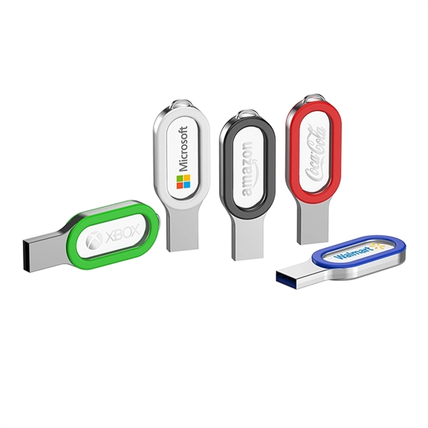 USB drive made of metal and plastic that lights up when... from ASI 63776 KTI Networks Inc