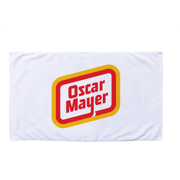 14 lbs/ doz 35" x 60" screen printed white beach towel... from ASI 73520 Neet Feet / Kanata Towels