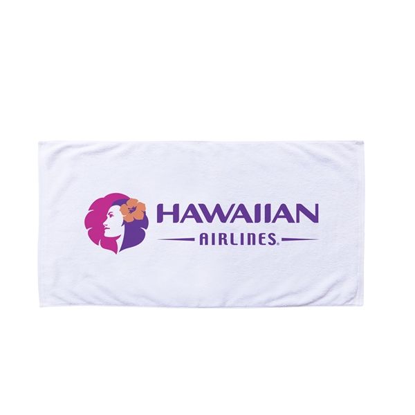 20 lbs/doz 35" x 70" screen printed white beach towel... from ASI 73520 Neet Feet / Kanata Towels