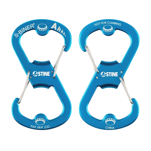 Stainless steel carabiner with gates on both sides and bottle openers... from ASI 46170 Compass Industries Inc