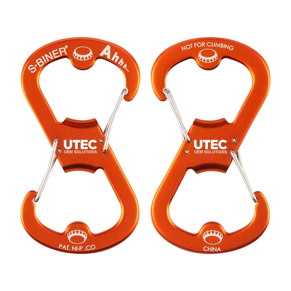 Stainless steel carabiner with gates on both sides and bottle openers... from ASI 46170 Compass Industries Inc