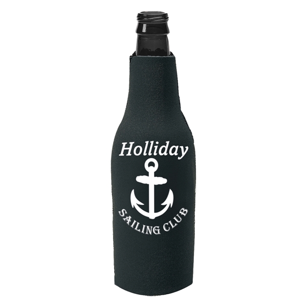Long necked bottle insulator with zippered closure with O-ring pull.... from ASI 61125 Hit Promotional Products / Hit®