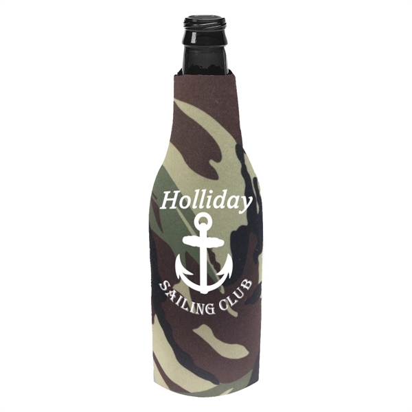 Long necked bottle insulator with zippered closure with O-ring pull.... from ASI 61125 Hit Promotional Products / Hit®
