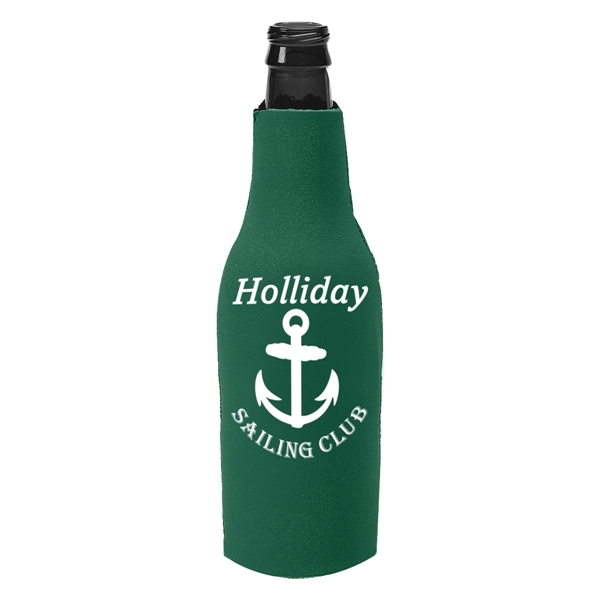 Long necked bottle insulator with zippered closure with O-ring pull.... from ASI 61125 Hit Promotional Products / Hit®