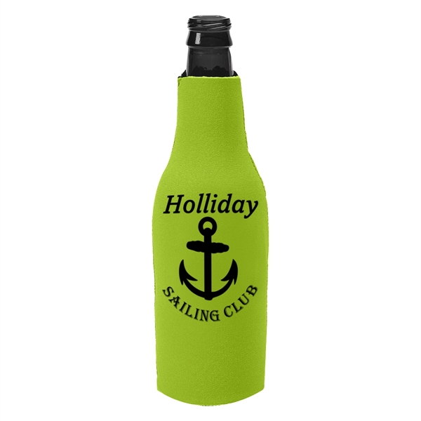 Long necked bottle insulator with zippered closure with O-ring pull.... from ASI 61125 Hit Promotional Products / Hit®