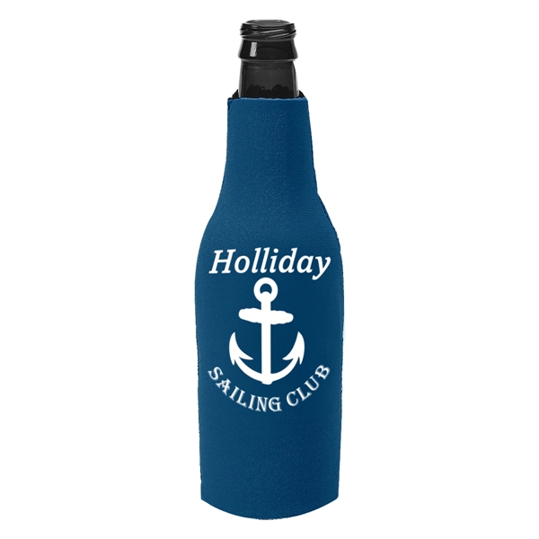 Long necked bottle insulator with zippered closure with O-ring pull.... from ASI 61125 Hit Promotional Products / Hit®
