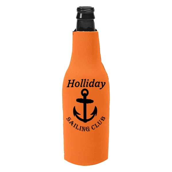 Long necked bottle insulator with zippered closure with O-ring pull.... from ASI 61125 Hit Promotional Products / Hit®