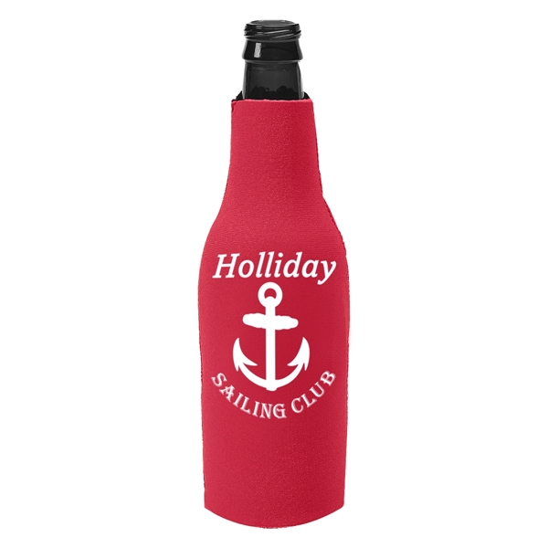 Long necked bottle insulator with zippered closure with O-ring pull.... from ASI 61125 Hit Promotional Products / Hit®