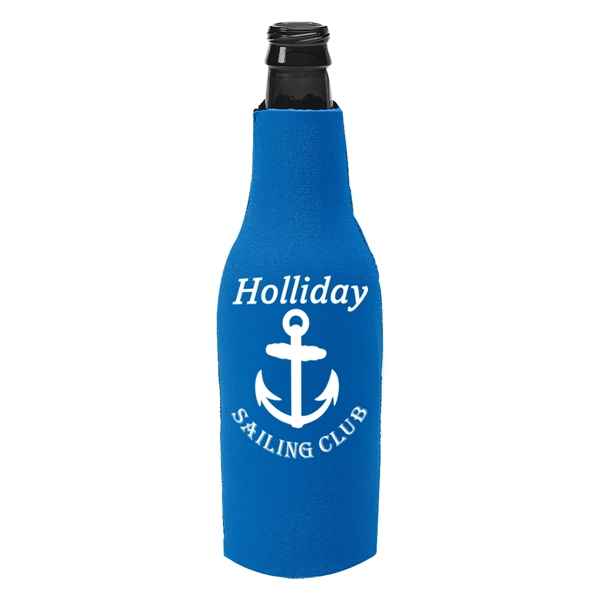 Long necked bottle insulator with zippered closure with O-ring pull.... from ASI 61125 Hit Promotional Products / Hit®