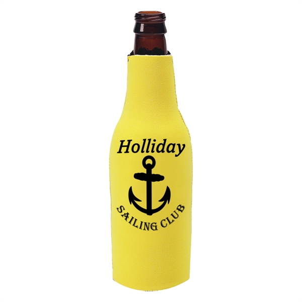 Long necked bottle insulator with zippered closure with O-ring pull.... from ASI 61125 Hit Promotional Products / Hit®