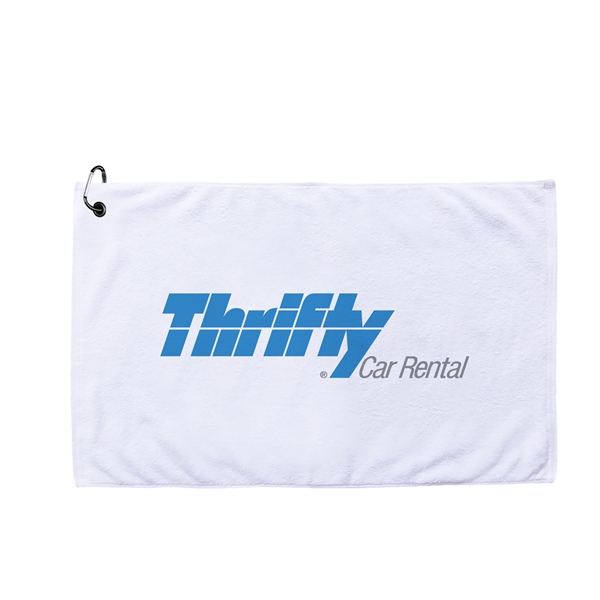 2.4 lbs/doz 16" x 25" screen printed white golf towel... from ASI 73520 Neet Feet / Kanata Towels
