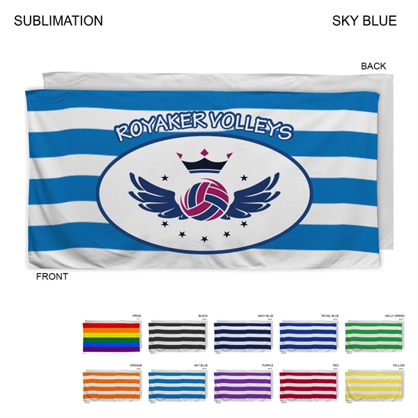 30" x 60" cabana stripe beach towel with full-color sublimation printing... from ASI 53509 FIEL-Fairdeal Import & Export / FIEL