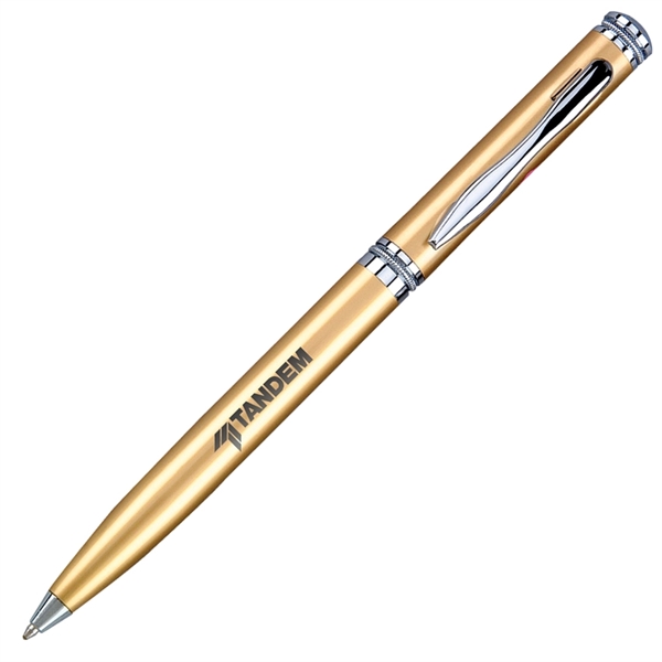 Twist action ballpoint pen with shiny chrome trim.... from ASI 40544 Binaco / Binaline